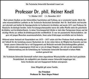Traueranzeige von Heiner Knell von Trauerportal Echo Online