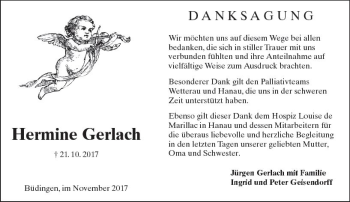 Traueranzeige von Hermine Gerlach von  Kreisanzeiger