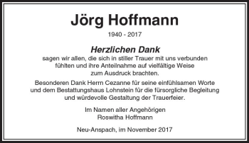 Traueranzeige von Jörg Hoffmann von  Usinger Anzeiger