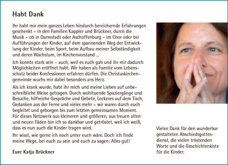  Traueranzeige für Katja Brückner vom 11.11.2017 aus Trauerportal Echo Online