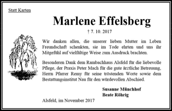 Traueranzeige von Marlene Effelsberg von VRM Trauer