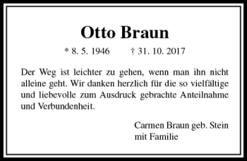 Traueranzeige von Otto Braun von  Gießener Anzeiger