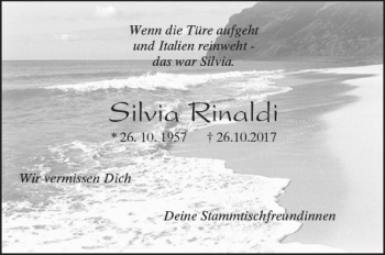 Traueranzeige von Silvia Rinaldi von Trauerportal Rhein Main Presse