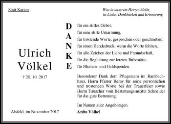 Traueranzeige von Ulrich Völkel von VRM Trauer