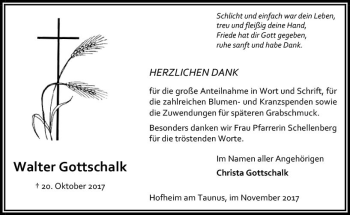 Traueranzeige von Walter Gottschalk von Trauerportal Rhein Main Presse
