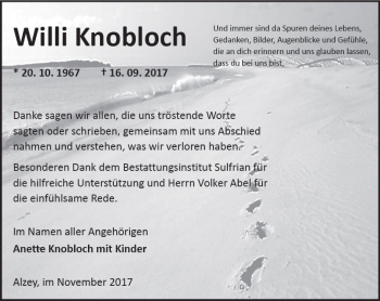 Traueranzeige von Willi Knobloch von Trauerportal Rhein Main Presse