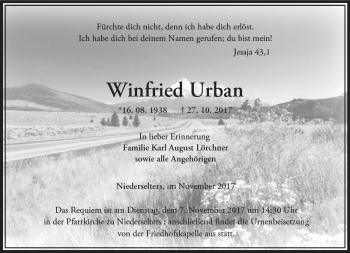 Traueranzeige von Winfried Urban von  Camberger Anzeiger