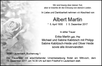 Traueranzeige von Albert Martin von VRM Trauer