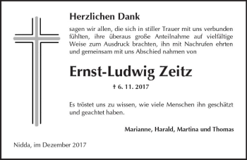 Traueranzeige von Ernst-Ludwig Zeitz von  Kreisanzeiger
