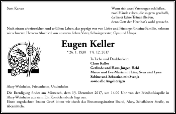 Traueranzeige von Eugen Keller von Trauerportal Rhein Main Presse