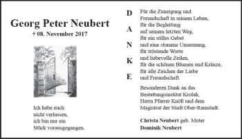 Traueranzeige von Georg Peter Neubert von Trauerportal Echo Online