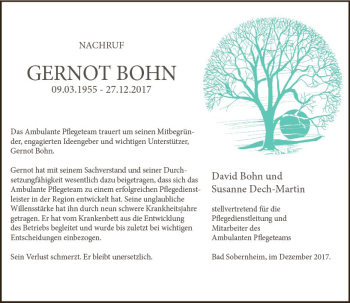 Traueranzeige von Gernot Bohn von Trauerportal Rhein Main Presse