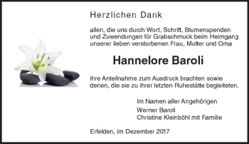 Traueranzeige von Hannelore Baroli von Trauerportal Echo Online