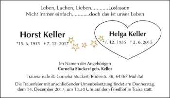 Traueranzeige von Horst Keller von Trauerportal Echo Online