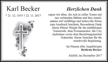 Traueranzeige von Karl Becker von VRM Trauer
