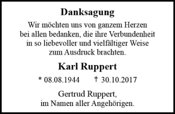 Traueranzeige von Karl Ruppert von Trauerportal Echo Online