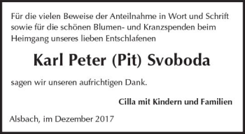 Traueranzeige von Karl Peter  Svoboda von Trauerportal Echo Online