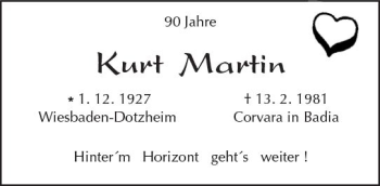 Traueranzeige von Kurt Martin von Trauerportal Rhein Main Presse