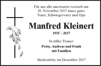Traueranzeige von Manfred Kleinert von  Kreisanzeiger