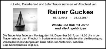 Traueranzeige von Rainer Guckes von Trauerportal Rhein Main Presse