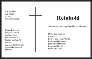 Traueranzeige von Reinhold  von  Usinger Anzeiger