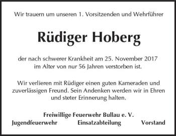 Traueranzeige von Rüdiger Hoberg von Trauerportal Echo Online