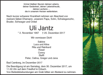 Traueranzeige von Uli Jantz von  Camberger Anzeiger