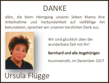 Traueranzeige von Ursula Flügge von Trauerportal Echo Online