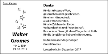 Traueranzeige von Walter Gromes von VRM Trauer