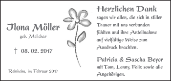 Traueranzeige von Iona Möller von Trauerportal Echo Online