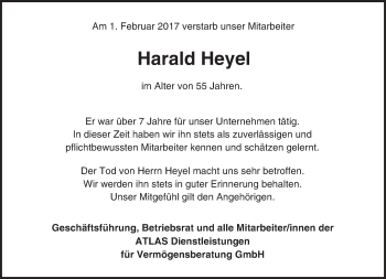 Traueranzeige von Harald Heyel von Trauerportal Rhein Main Presse