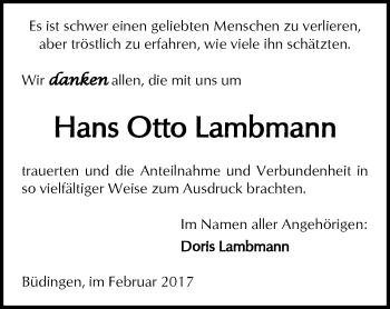Traueranzeige von Hans Otto Lambmann von  Kreisanzeiger