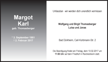 Traueranzeige von Margot Karl von Trauerportal Echo Online