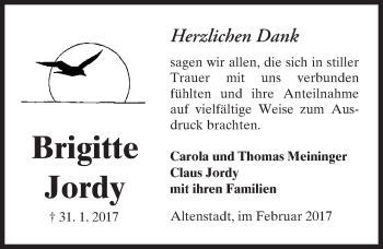 Traueranzeige von Brigitte Jordy von  Kreisanzeiger