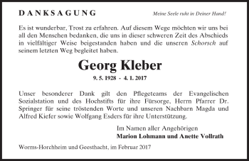 Traueranzeige von Georg Kleber von Trauerportal Rhein Main Presse