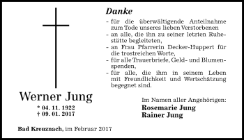 Traueranzeige von Werner Jung von Trauerportal Rhein Main Presse