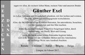Traueranzeige von Günther Exel von  Usinger Anzeiger