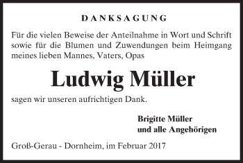 Traueranzeige von Ludwig Müller von Trauerportal Rhein Main Presse
