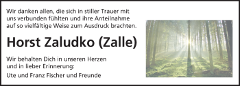 Traueranzeige von Horst Zaludko von Trauerportal Echo Online