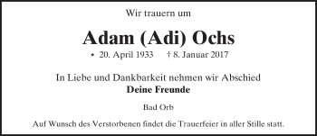 Traueranzeige von Adam Adi Ochs von  Gelnhäuser Tageblatt