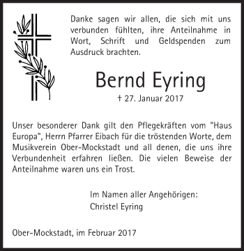 Traueranzeige von Bernd Eyring von  Kreisanzeiger