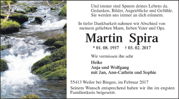 Traueranzeige von Martin Spira von Trauerportal Rhein Main Presse