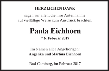 Traueranzeige von Paula Eichhorn von  Camberger Anzeiger