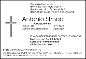 Traueranzeige von Antonio Strnad von Trauerportal Echo Online