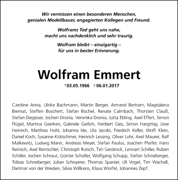 Traueranzeige von Wolfram Emmert von Trauerportal Rhein Main Presse