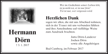 Traueranzeige von Hermann Dörn von  Camberger Anzeiger