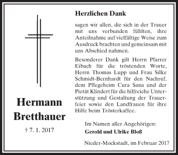 Traueranzeige von Hermann Bretthauer von  Kreisanzeiger