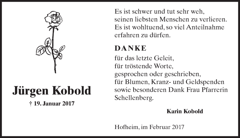  Traueranzeige für Jürgen Kobold vom 10.02.2017 aus Trauerportal Rhein Main Presse