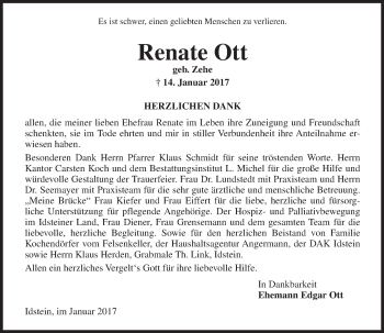 Traueranzeige von Renate Ott von Trauerportal Rhein Main Presse