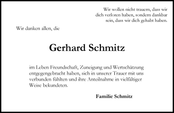 Traueranzeige von Gerhard Schmitz von Trauerportal Rhein Main Presse